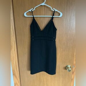 Black Spaghetti-Strap V-Neck Dress